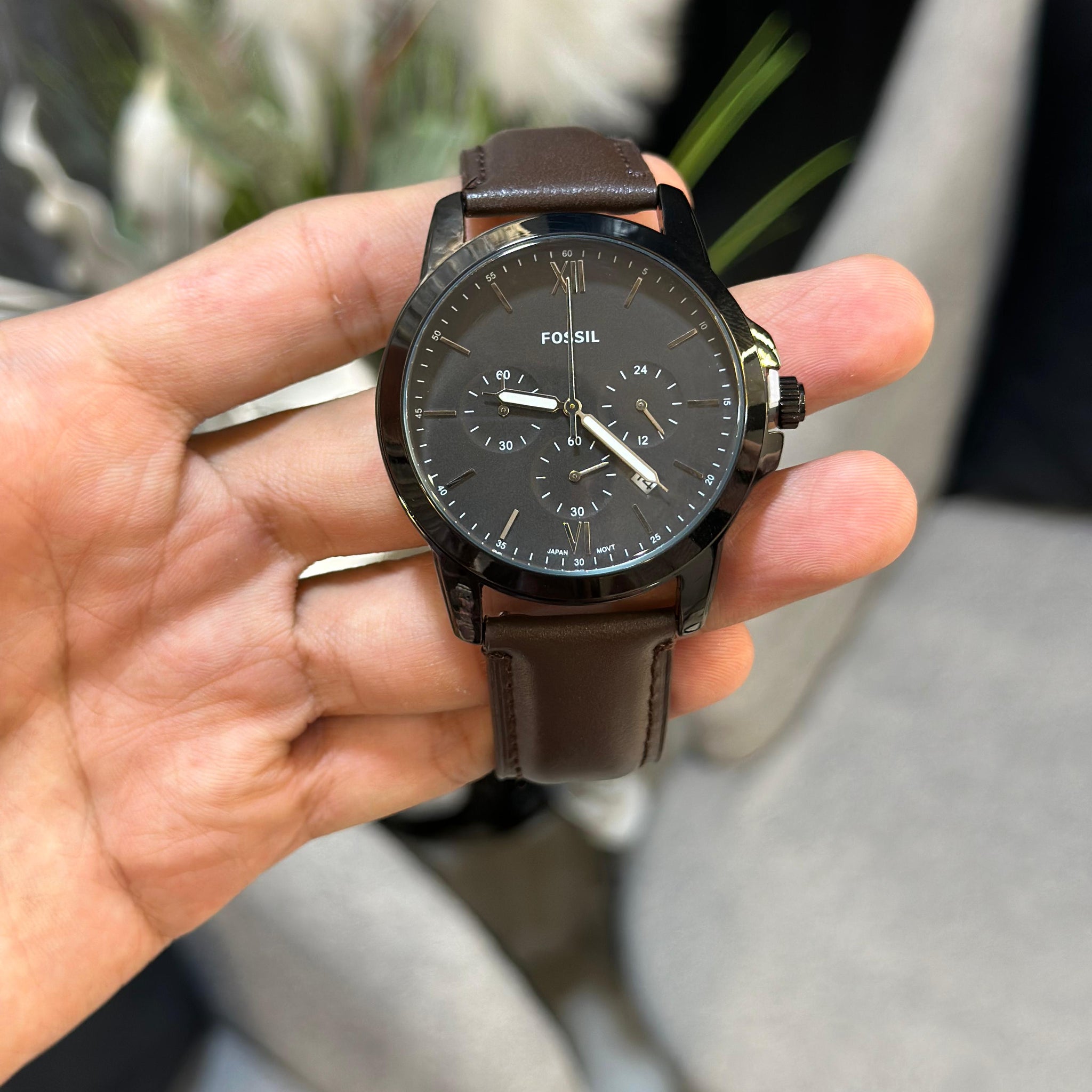 FOSL [NEUTRA] BLACK BROWN LEATHER WATCH