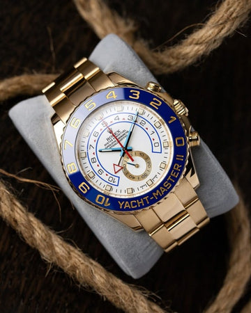 RLX [YACHMASTER] WHITE BLUE GOLDEN STEEL WATCH