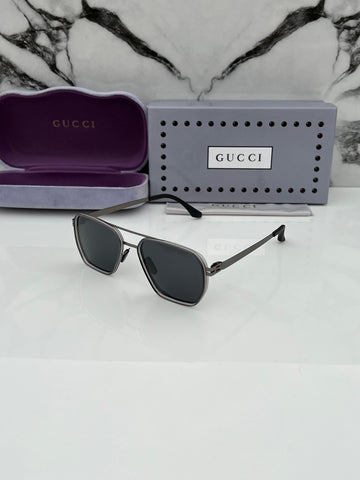 GC [010] BLACK GREY FRAME RECTANGLE SUNGLASSES FOR MEN & WOMEN