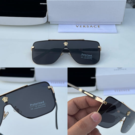 VRSACE [23055] BLACK GOLDEN FRAME SQUARE SUNGLASSES FOR MEN