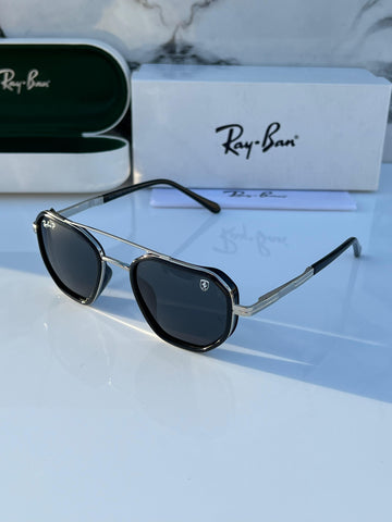 RB [FERRARI] [24021] BLACK SILVER FRAME WAYFARE SUNGLASSES FOR MEN & WOMEN