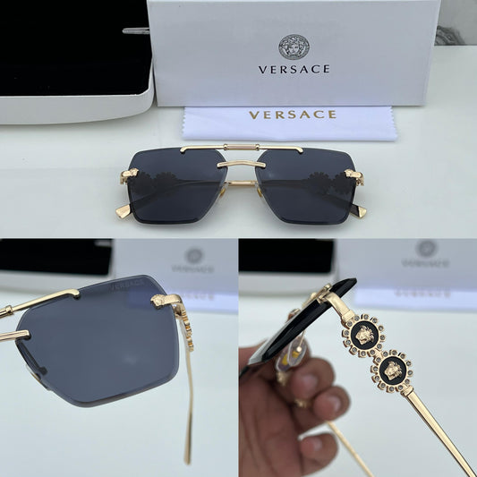 VRSACE [3095] BLACK GOLDEN FRAME SQUARE SUNGLASSES FOR MEN & WOMEN