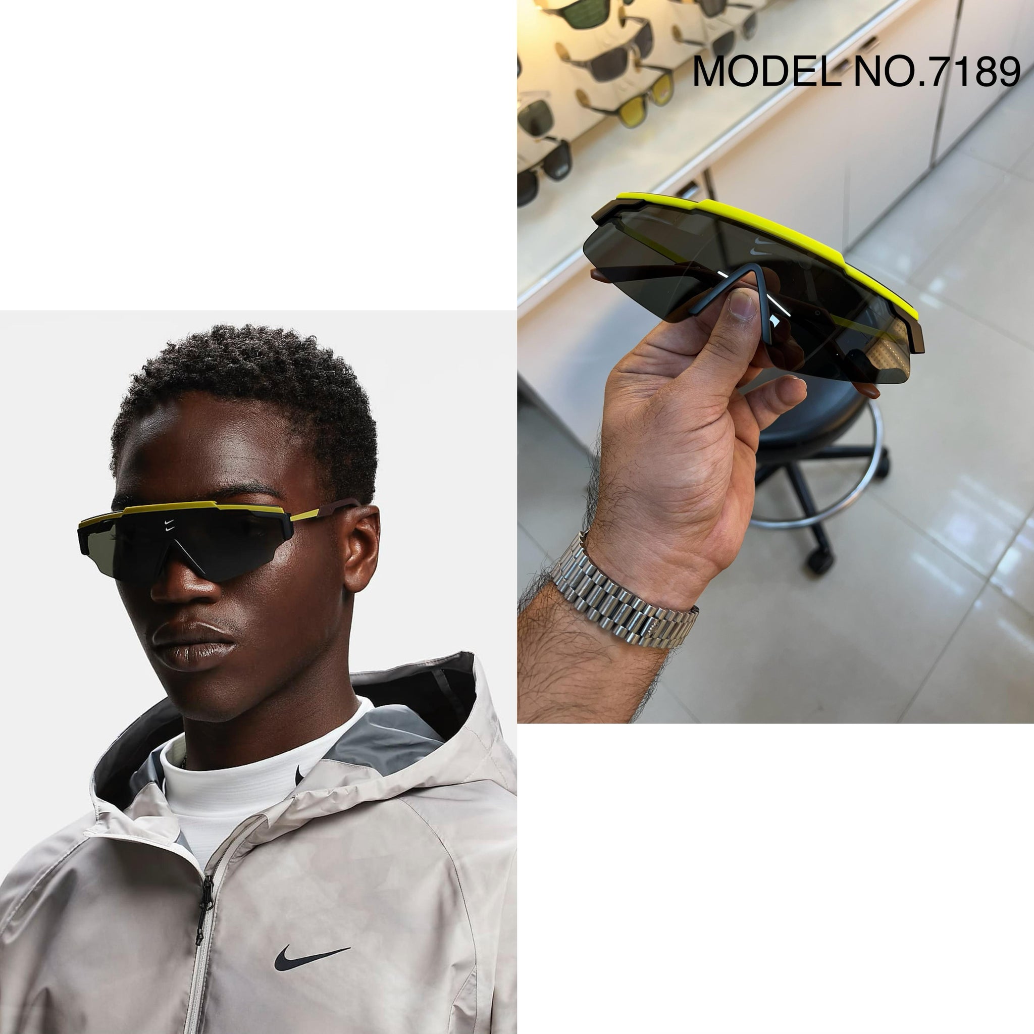 NK [7189] BLACK NEON FRAME RECTANGLE SUNGLASSES FOR MEN