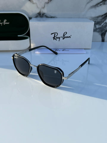 RB [FERRARI] BLACK SILVER FRAME WAYFARE SUNGLASSES FOR MEN & WOMEN