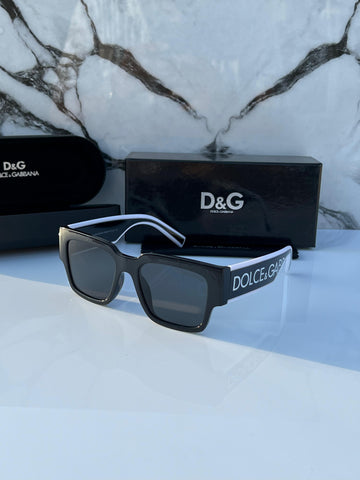 DNG [6184] BLACK WHITE FRAME SQUARE SUNGLASSES FOR MEN & WOMEN