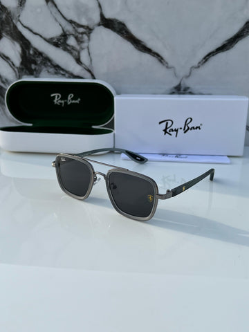 RB [FERRARI] [#6] GREY BLACK FRAME WAYFARER SUNGLASSES FOR MEN & WOMEN