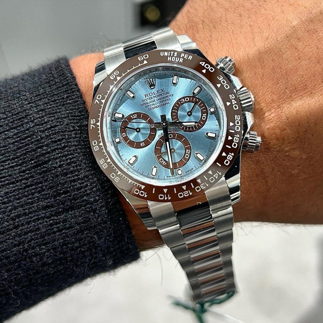 RLX [DAYTONA] SKY BLUE BROWN SILVER STEEL WATCH