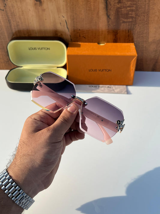 LV [23113] PINK FRAME SQUARE SUNGLASSES FOR WOMEN