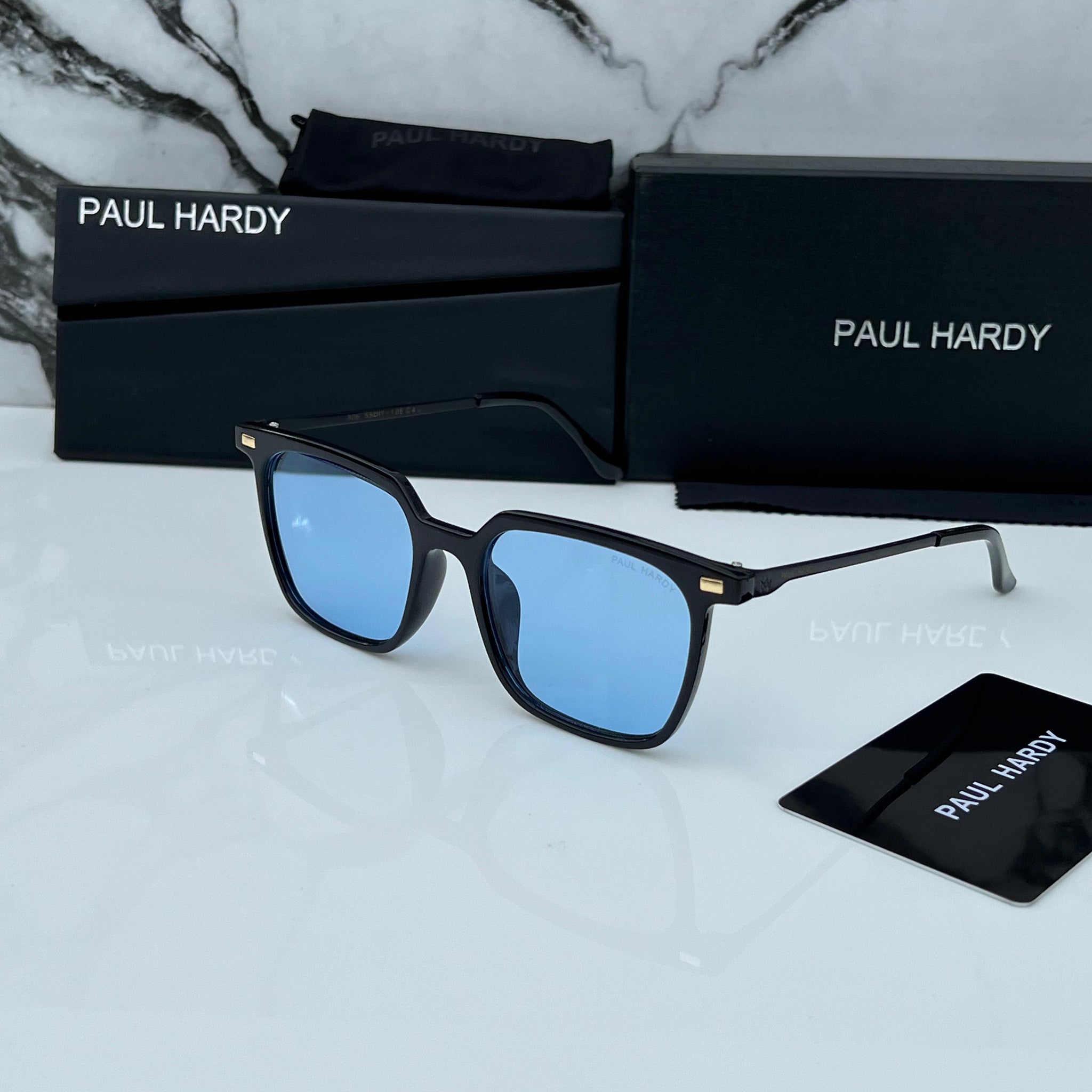 PL HRDY SKY BLUE BLACK FRAME SUNGLASSES FOR MEN & WOMEN