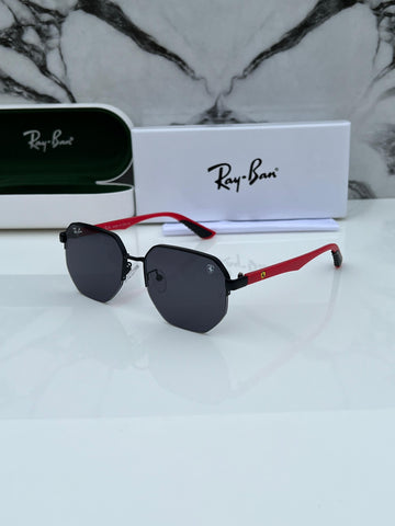 RB [FERRARI] BLACK RED FRAME WAYFARE SUNGLASSES FOR MEN & WOMEN