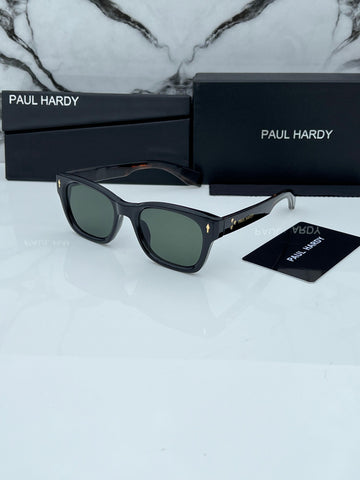 PL HRDY [6039] GREEN BLACK FRAME ROUND SUNGLASSES FOR MEN & WOMEN