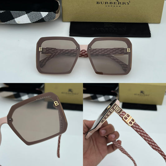 BRBRY [8639] BROWN GOLDEN FRAME SQAURE SUNGLASSES FOR WOMEN