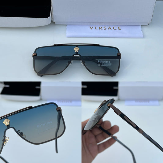 VRSACE [23055] BROWN BLUE FRAME SQUARE SUNGLASSES FOR MEN