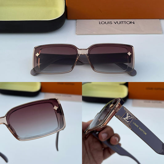 LV [5513] PEACH BROWN FRAME RECTANGLE SUNGLASSES FOR MEN