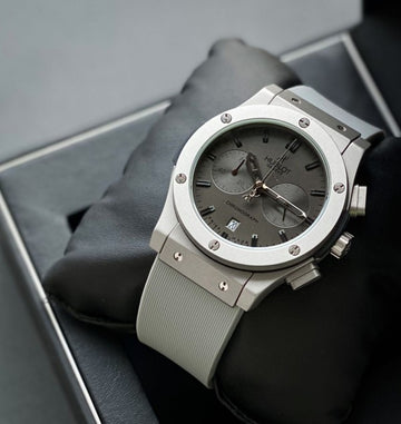 HBLOT BIG BANG CALENDER GREY SILVER RUBBER WATCH