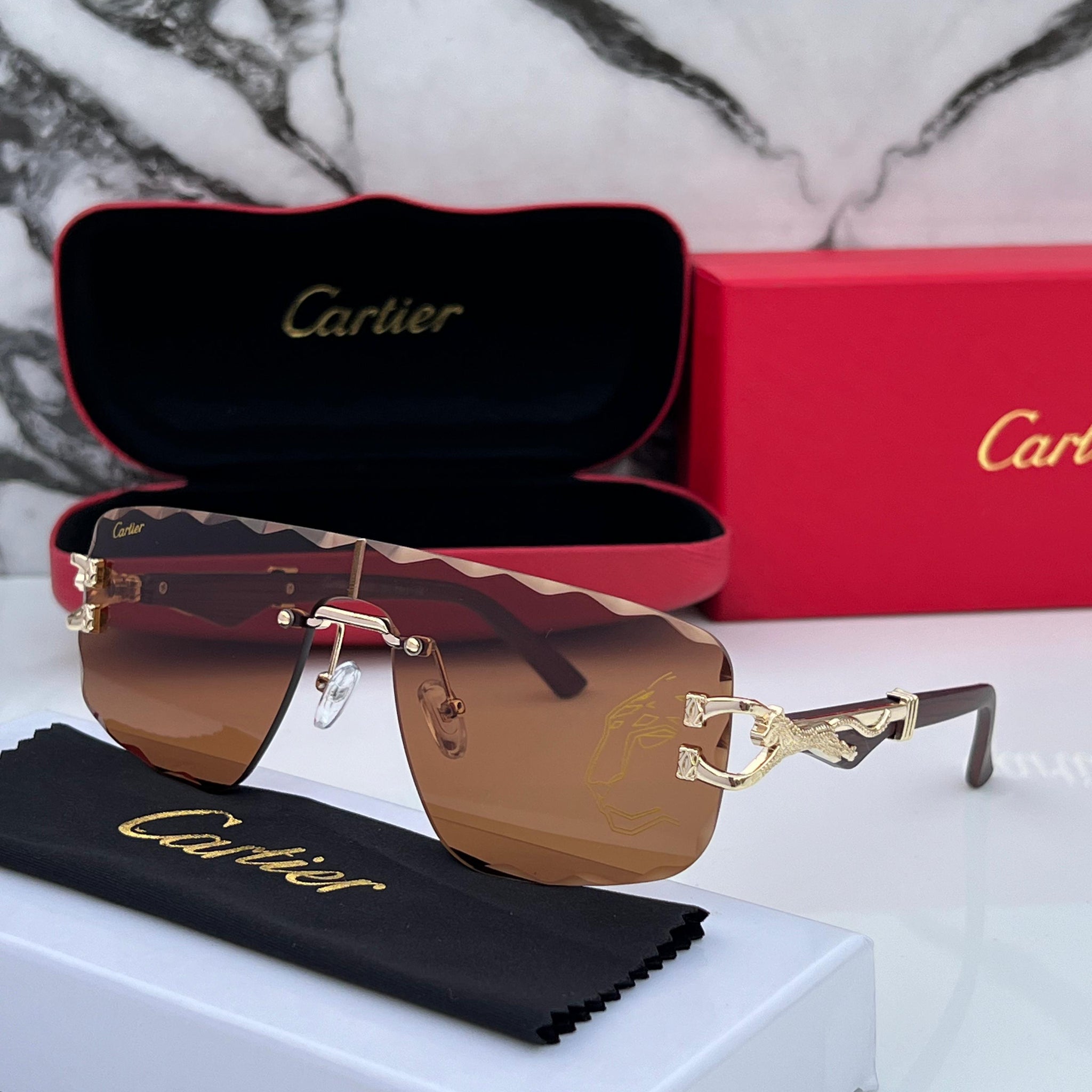 CRTIER BROWN GOLDEN FRAME SUNGLASSES FOR MEN