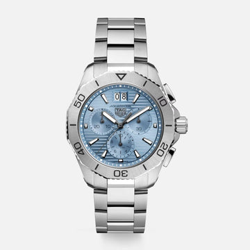 TGHUER AQUARACER PROFESSIONAL 200 [CHRONOGRAPH] SKY BLUE SILVER STEEL WATCH