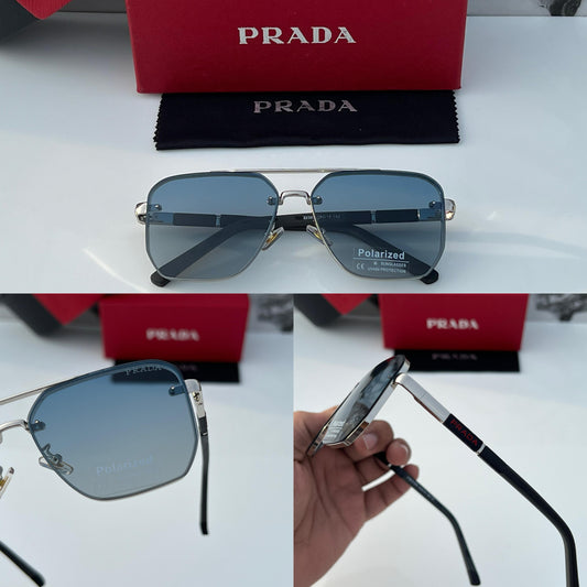 PRD [22303] BLUE SILVER FRAME SQUARE SUNGLASSES FOR MEN & WOMEN