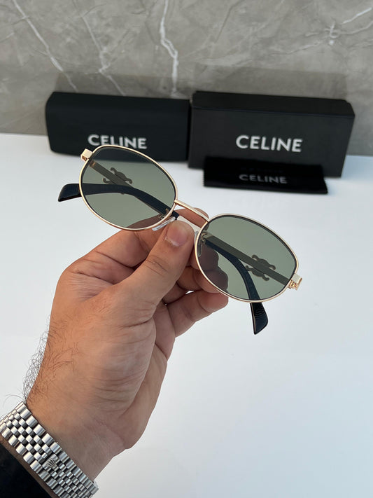 CLN [480] GREEN GOLDEN OVAL SUNGLASSES FOR MEN & WOMEN