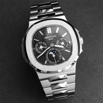 PTK PHLP [NAUTILUS CALENDAR] BLACK SILVER STEEL WATCH