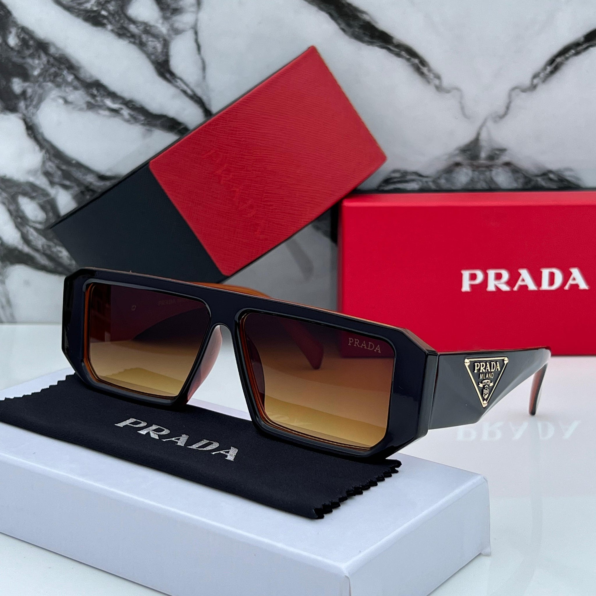 PRD 82 BROWN BLACK FRAME RECTANGLE SUNGLASSES FOR MEN & WOMEN