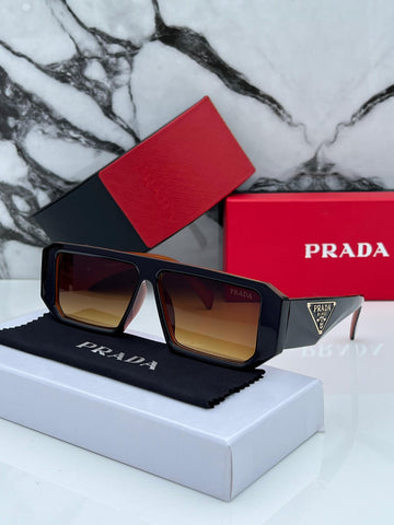 PRD 82 BROWN BLACK FRAME RECTANGLE SUNGLASSES FOR MEN & WOMEN