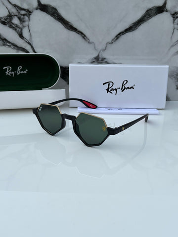 RB [FERRARI] BLACK GOLDEN FRAME WAYFARE SUNGLASSES FOR MEN & WOMEN