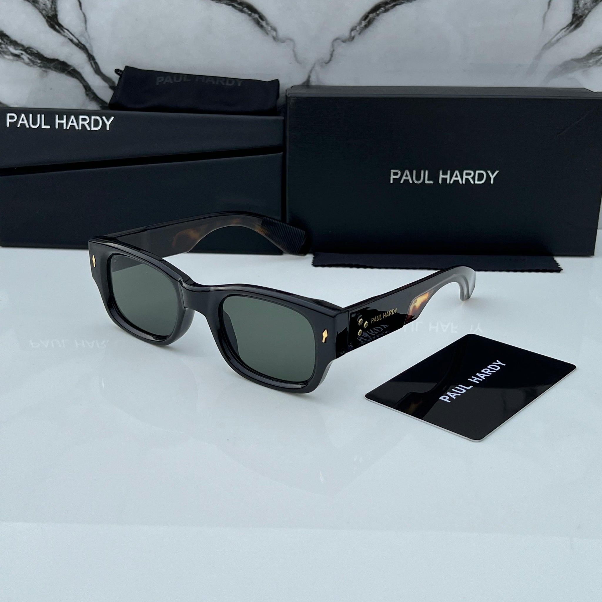 PL HRDY BLACK FRAME RECTANGLE SUNGLASSES FOR MEN & WOMEN