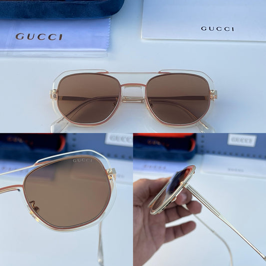 GC [432] BROWN GOLDEN FRAME ROUND SUNGLASSES FOR MEN & WOMEN