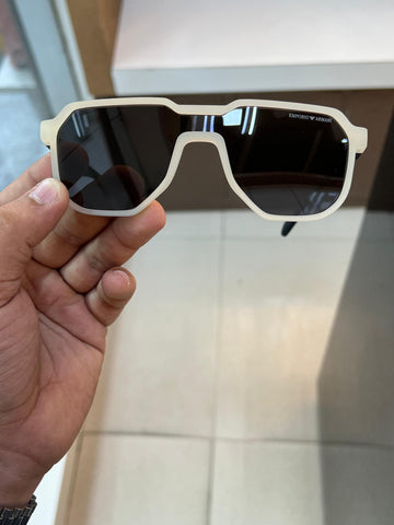 EA BLACK WHITE FRAME RECTANGLE SUNGLASSES FOR MEN