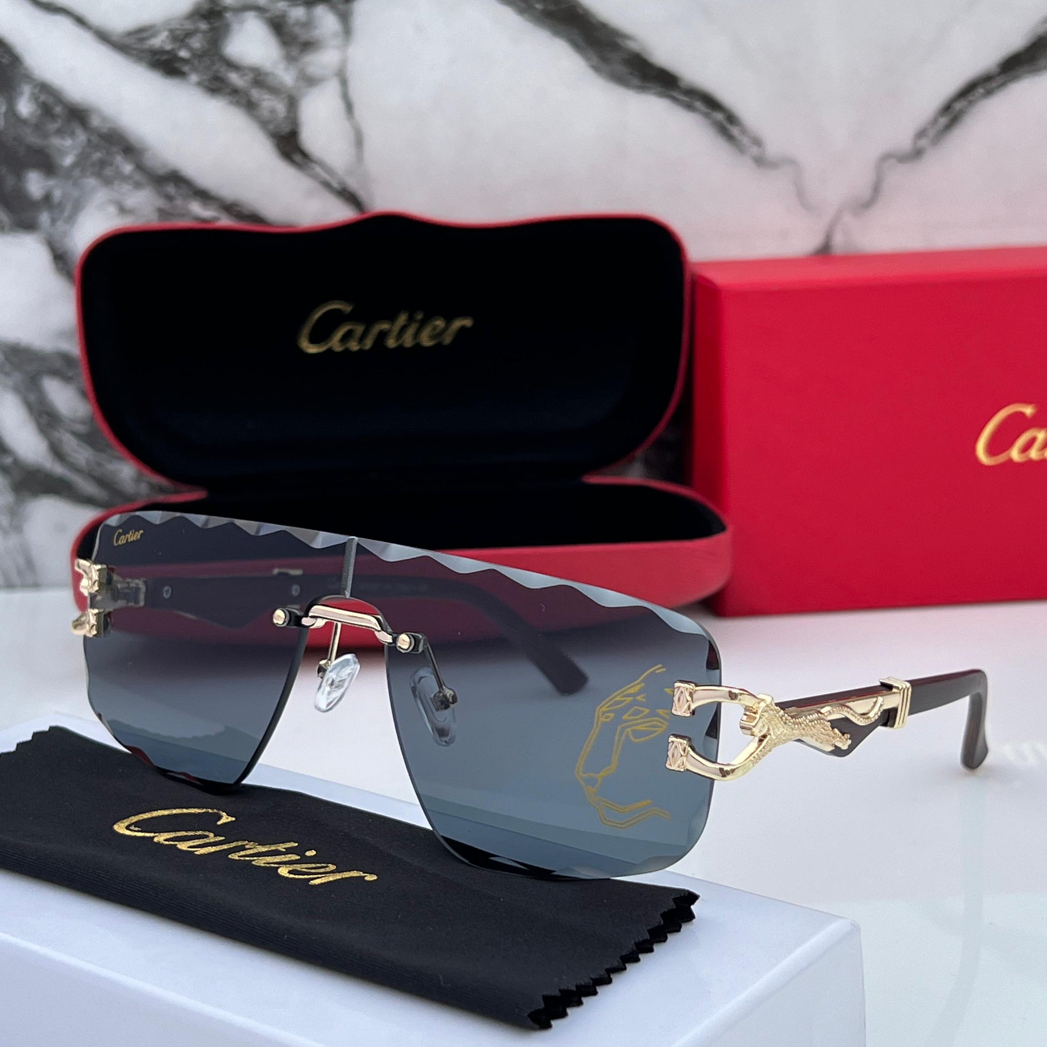 CRTIER BLACK GOLDEN FRAME SUNGLASSES FOR MEN