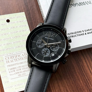 ARMNI EX BLACK LEATHER WATCH