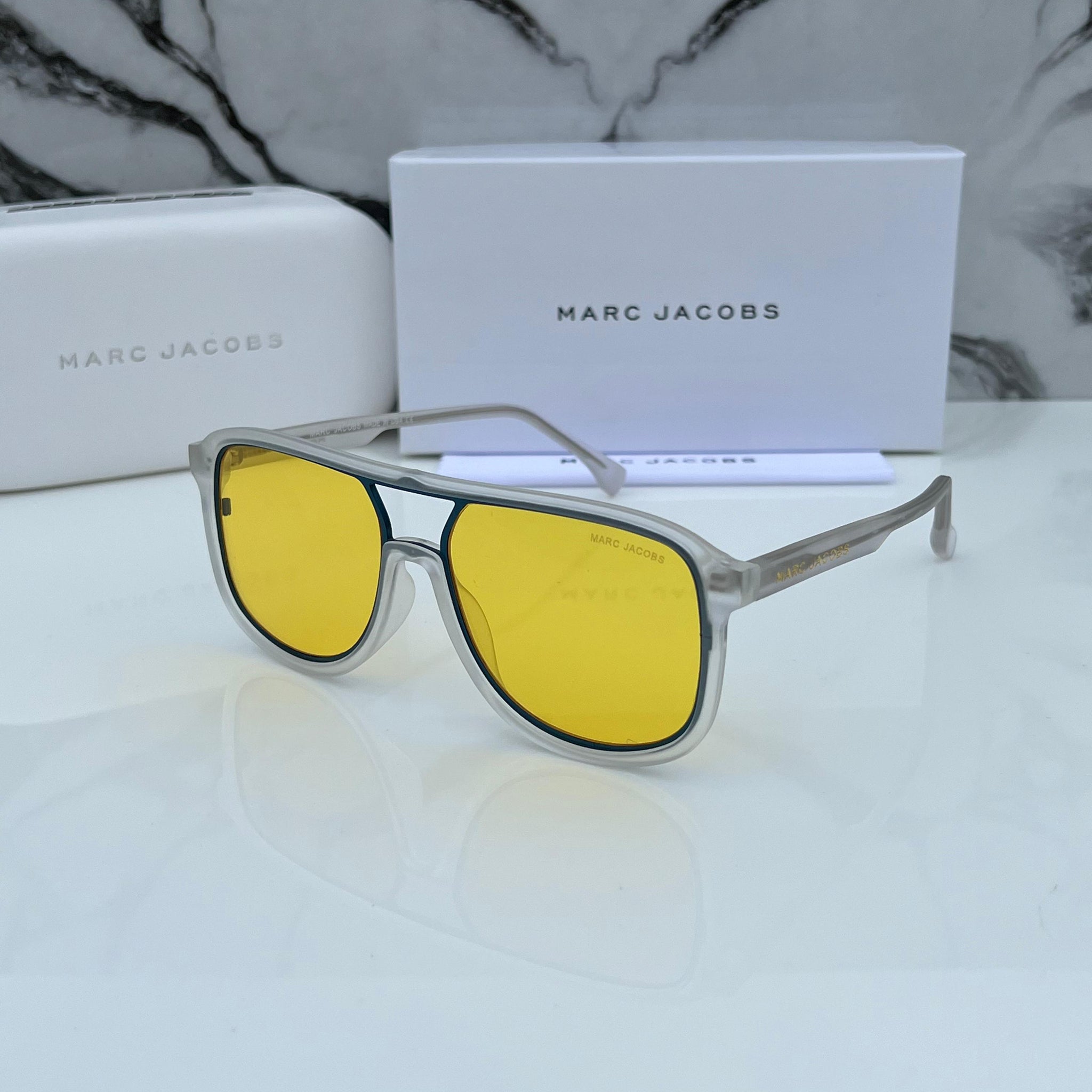 MJ [1010] YELLOW BLACK WHITE FRAME ROUND SHAPE SUNGLASSES FOR MEN & WOMEN