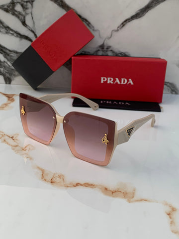 PRD CREAM BROWN FRAME SQUARE SUNGLASSES FOR WOMEN