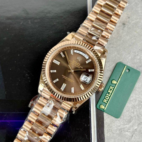 Role_x Oyster perpetual Day Date Rose Gold Chocolate Ref228235 Z-R Quality