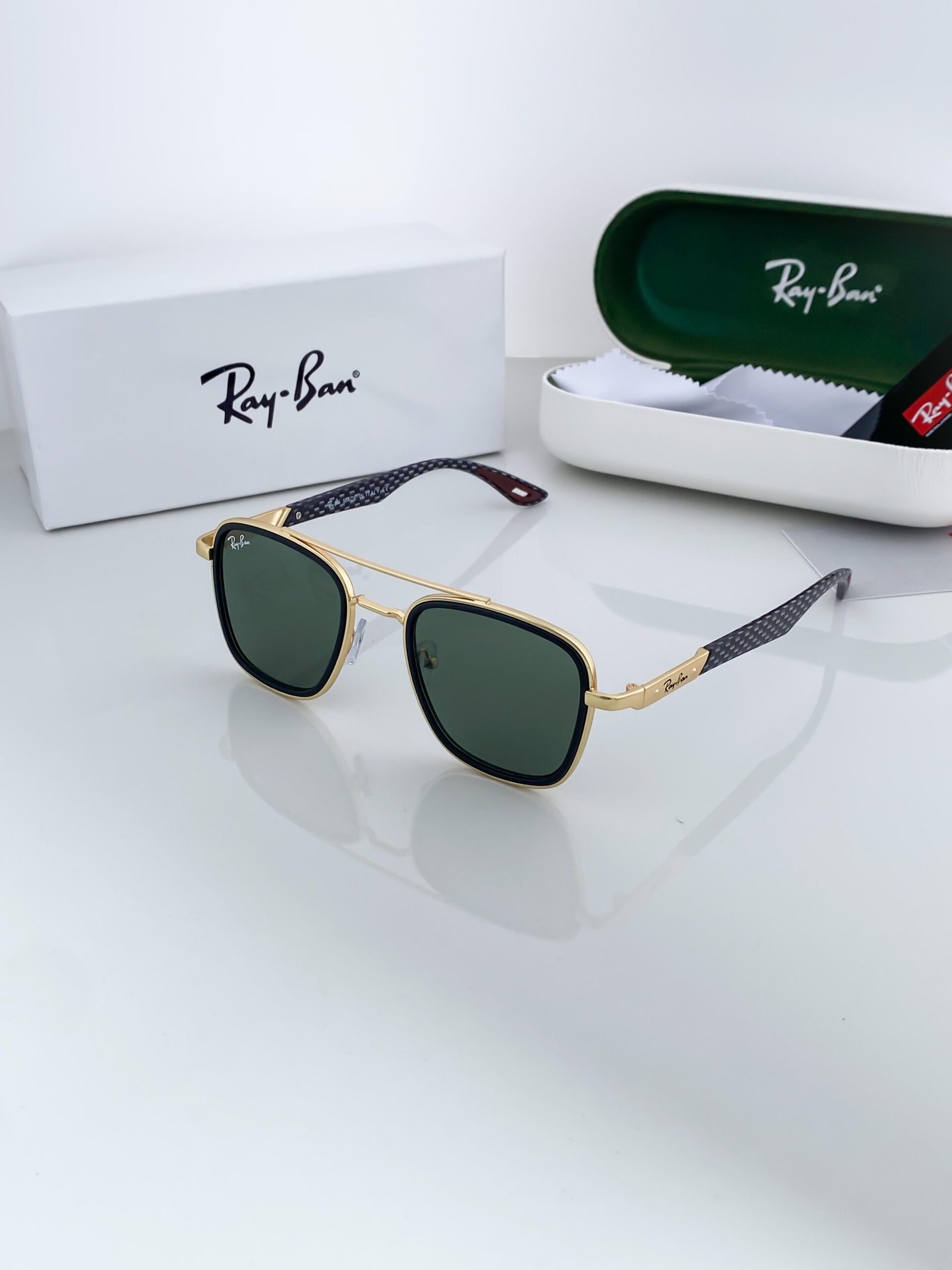 RAYBAN GOLD GREEN 3607