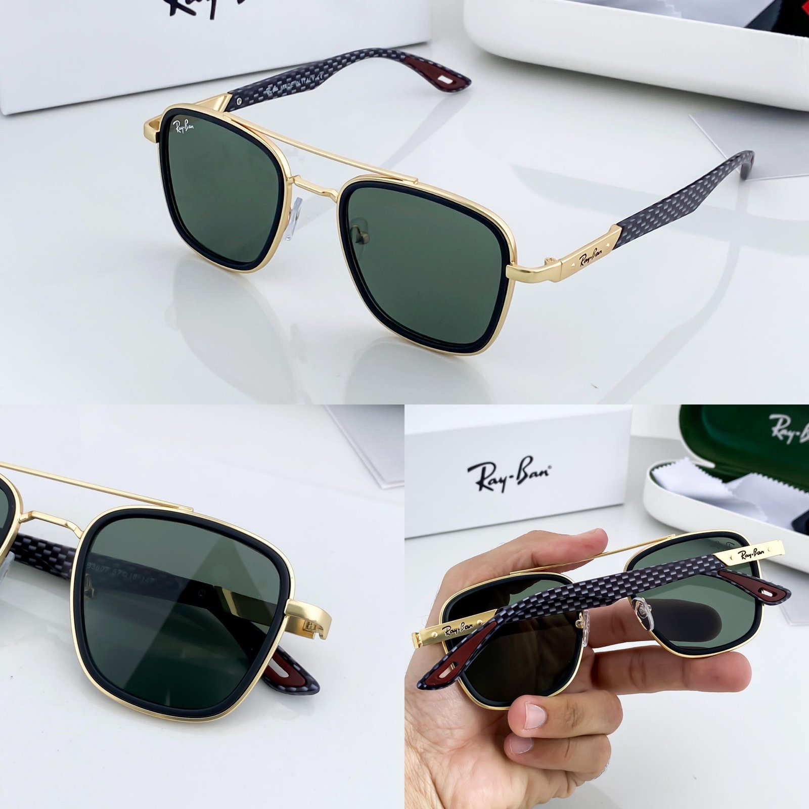 RAYBAN GOLD GREEN 3607 - Image 5