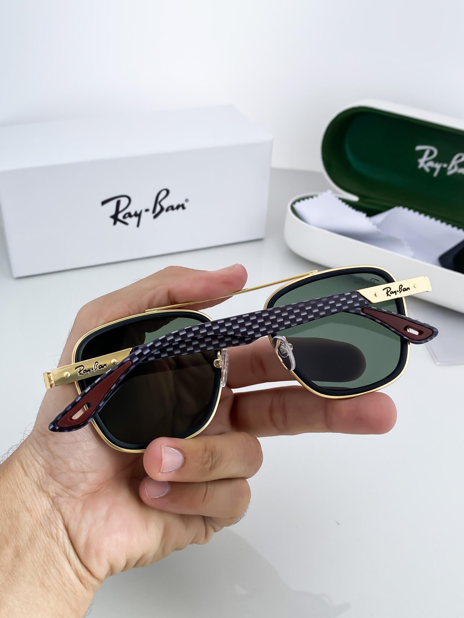 RAYBAN GOLD GREEN 3607 - Image 3